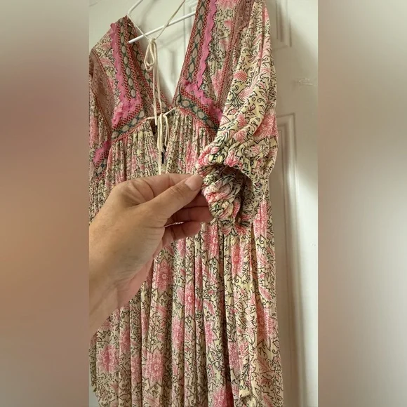 Free People Moon Child Maxi Top Pink and Cream - Picture 4 of 6